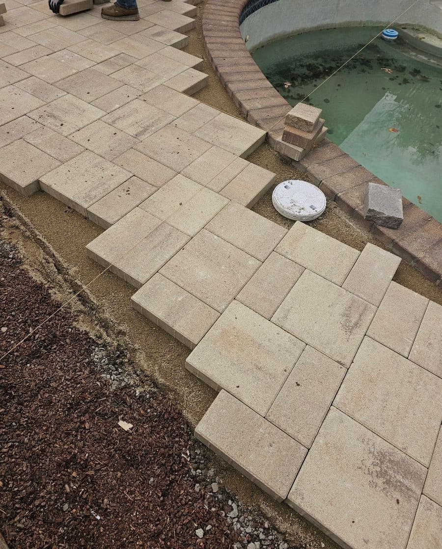 picture of a pool paver project getting done in stockton california