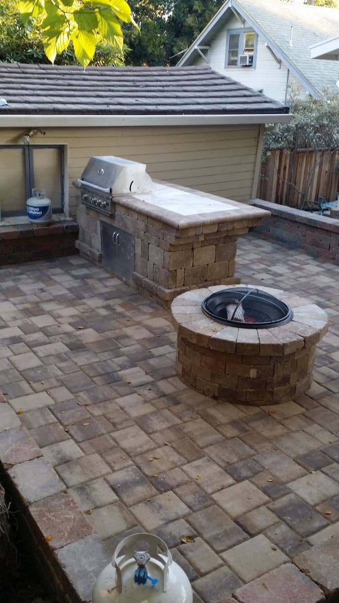 custom backyard paver bbq patio deck in stockton california